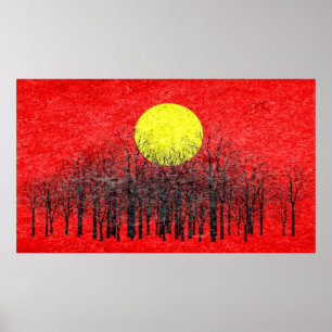 Poster Coucher de soleil rouge peinture Abstraite #3