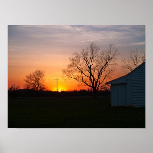 Poster Coucher de soleil rural (Devant)