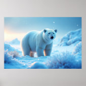 Poster Coucher de soleil Serene Arctic avec Ours Polaire (Devant)