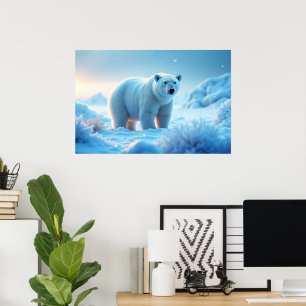 Poster Coucher de soleil Serene Arctic avec Ours Polaire