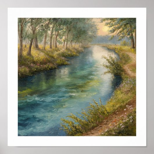 Poster Coucher de soleil Serene Riverbank (Devant)