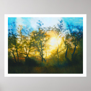 Poster Coucher de soleil sur Central Coast Oaks