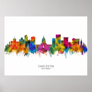 Poster Coucher de soleil sur Charleston Virginie Occident