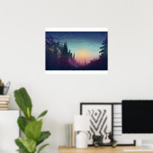 Poster Coucher de soleil sur forêt (Bureau à domicile)