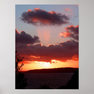 Poster Coucher de soleil sur la baie de St Aubin à Jersey