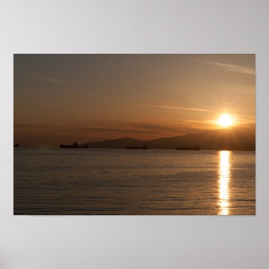 Poster Coucher de soleil sur la baie de Vancouver - Canad (Devant)