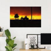 Poster Coucher De Soleil Sur La Ferme (Bureau à domicile)