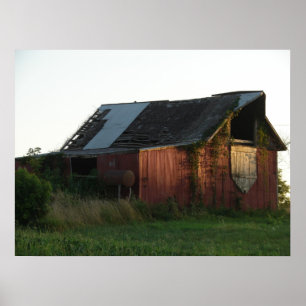Poster Coucher de soleil sur la grange