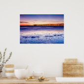 Poster Coucher de soleil sur la jetée et la plage de Vent (Cuisine)
