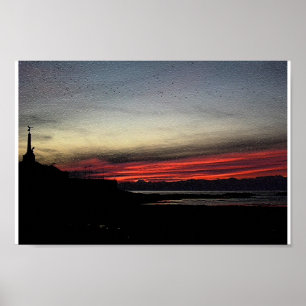 Poster Coucher de soleil sur la mer à Aberystwyth