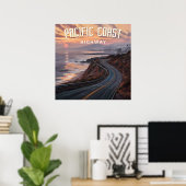 Poster Coucher de soleil sur la Pacific Coast Highway (Bureau à domicile)