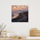 Poster Coucher de soleil sur la Pacific Coast Highway (Cuisine)