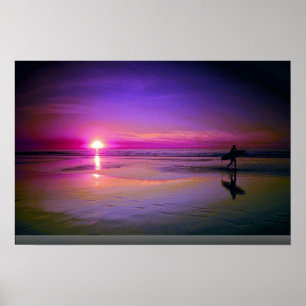 Poster Coucher de soleil sur la plage