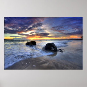 Poster Coucher De Soleil Sur La Plage De Kedonganan
