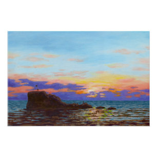Poster Coucher de soleil sur la plage de Perranporth