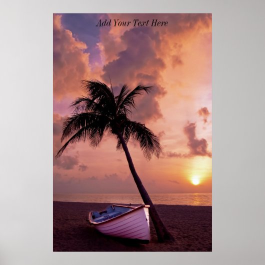 Poster Coucher de soleil sur la plage foncée personnalisé (Devant)