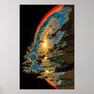 Poster Coucher de soleil sur la planète extraterrestre C