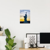 Poster Coucher de soleil sur la réplique de la statue de (Bureau à domicile)