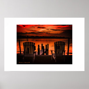 Poster "Coucher de soleil sur la rivière" Imprimer
