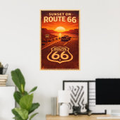 Poster Coucher de soleil sur la route 66 Litho (Bureau à domicile)