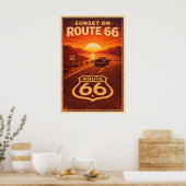 Poster Coucher de soleil sur la route 66 Litho (Cuisine)
