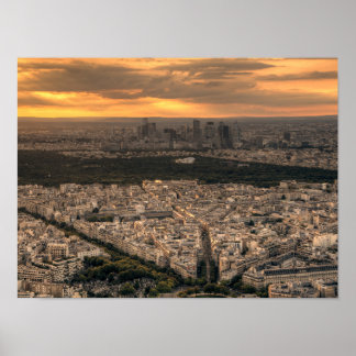 Poster Coucher de soleil sur la skyline de La Défense à P