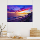 Poster coucher de soleil sur l'affiche de la plage (Cuisine)