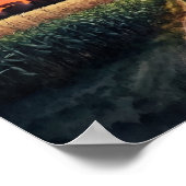 Poster Coucher de soleil sur l'aquarelle du champ de maïs (Coin)