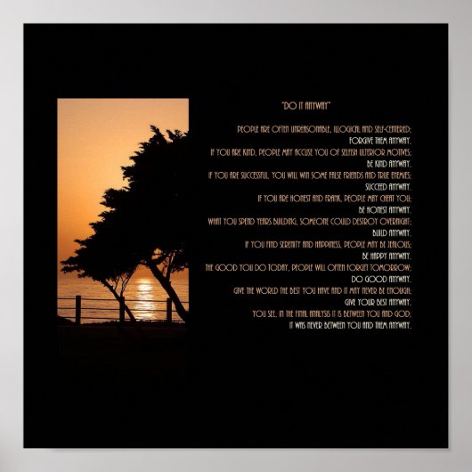 Poster Coucher de soleil sur l'arbre et l'océan, fais-le  (Devant)