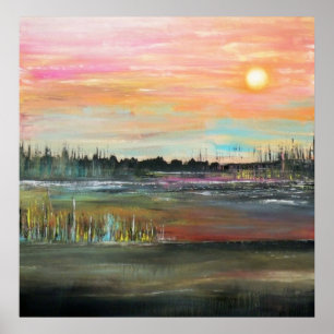 Poster Coucher de soleil sur le Bayou