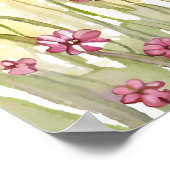 Poster Coucher de soleil sur le champ de fleurs roses Pei (Coin)