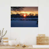 Poster Coucher de soleil sur le champ de neige (Cuisine)