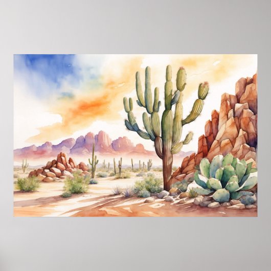 Poster coucher de soleil sur le désert (Devant)