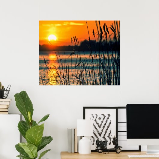 Poster Coucher de soleil sur le lac (Bureau à domicile)