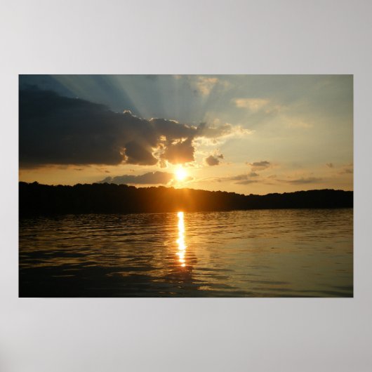 Poster Coucher de soleil sur le lac (Devant)