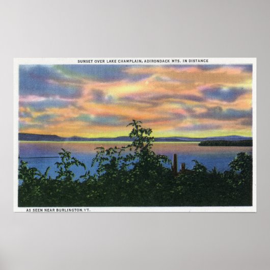 Poster Coucher de soleil sur le lac, Adirondack Mts dans (Devant)