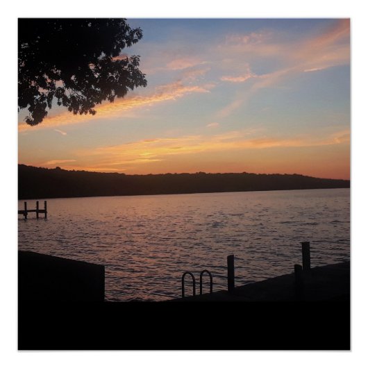 POSTER COUCHER DE SOLEIL SUR LE LAC CAYUGA (Devant)