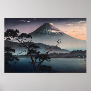 Poster Coucher de soleil sur le lac Saiko par Tsuchiya Ko