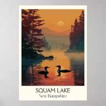 Coucher de soleil sur le lac Squam dans le New Ham
