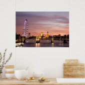 Poster Coucher de soleil sur le London Eye & Parliament (Cuisine)