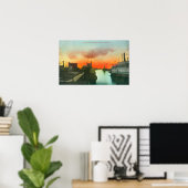 Poster Coucher de soleil sur le port ViewStockton, CA (Bureau à domicile)