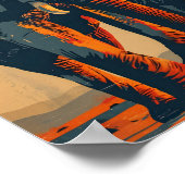 Poster Coucher de soleil sur l'éléphant vintage : Sérénit (Coin)