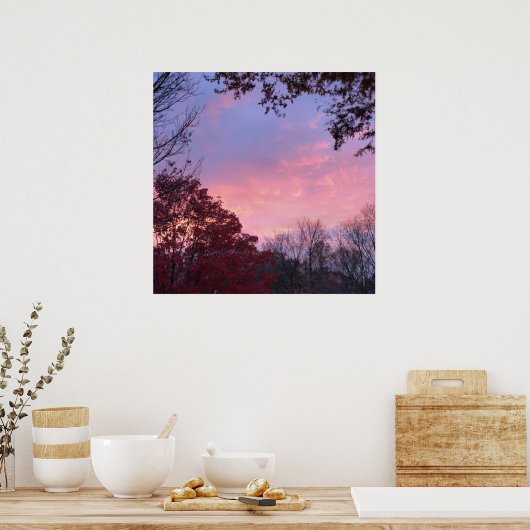 Poster Coucher de soleil sur les arbres magnifique (Cuisine)