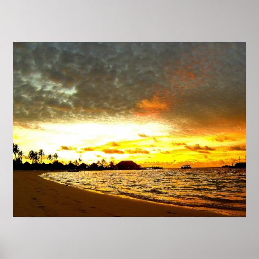 Poster Coucher de soleil sur les Maldives (Devant)