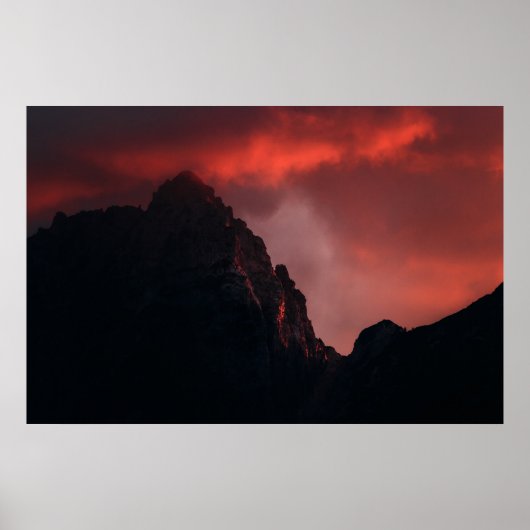 Poster Coucher de soleil sur les montagnes (Devant)