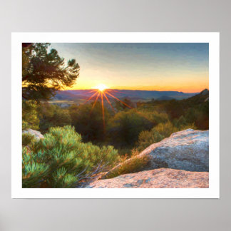 Poster Coucher de soleil sur les montagnes Sage