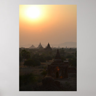 Poster Coucher de soleil sur les temples de Bagan - Birma