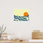 Poster Coucher de soleil sur les vagues (Cuisine)