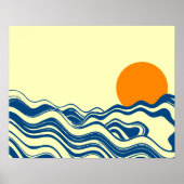 Poster Coucher de soleil sur les vagues (Devant)