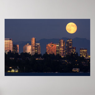 Poster Coucher de soleil sur l'horizon de Bellevue depuis